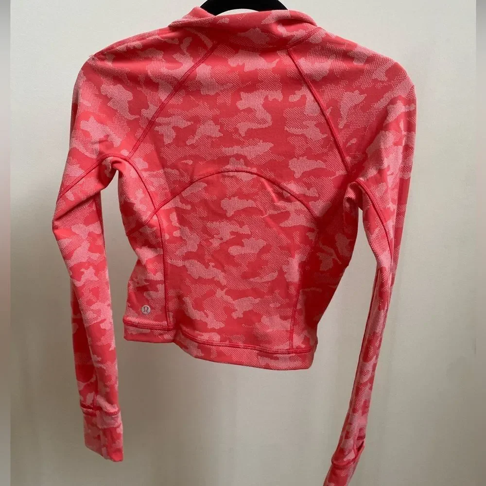 Lululemon Its Rulu Run Half Zip Heritage Camo Jacquard Pale Raspberry Pink Mist